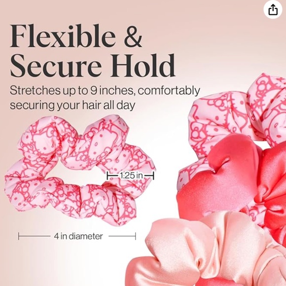 Hello Kitty x Kitsch Fabric Scrunchies - No Crease Hair Ties for Girls, Cute Puf - Picture 4 of 4